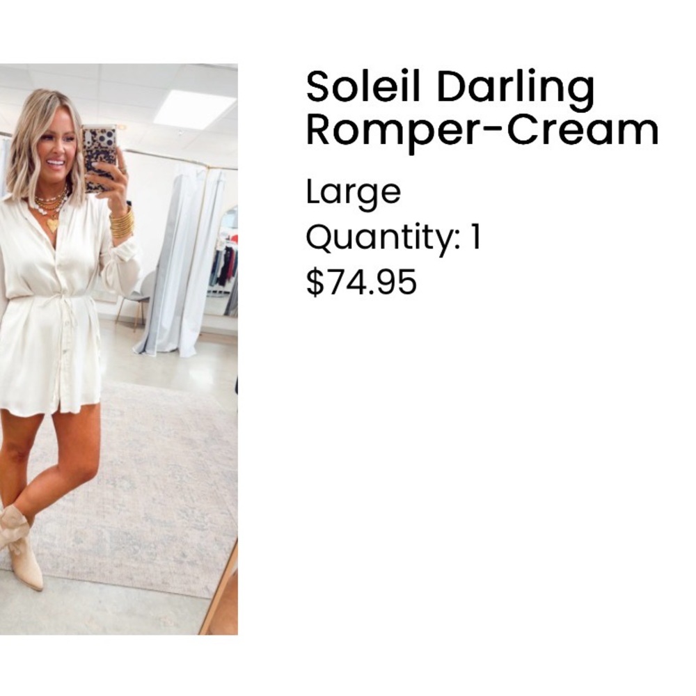 Promesa Cream Button-Front Mini Shirt Romper - Picture 3 of 6